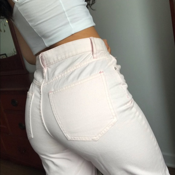 UO BDG Soft Pink Wide Leg High Waisted Puddle Jeans - Picture 4 of 11